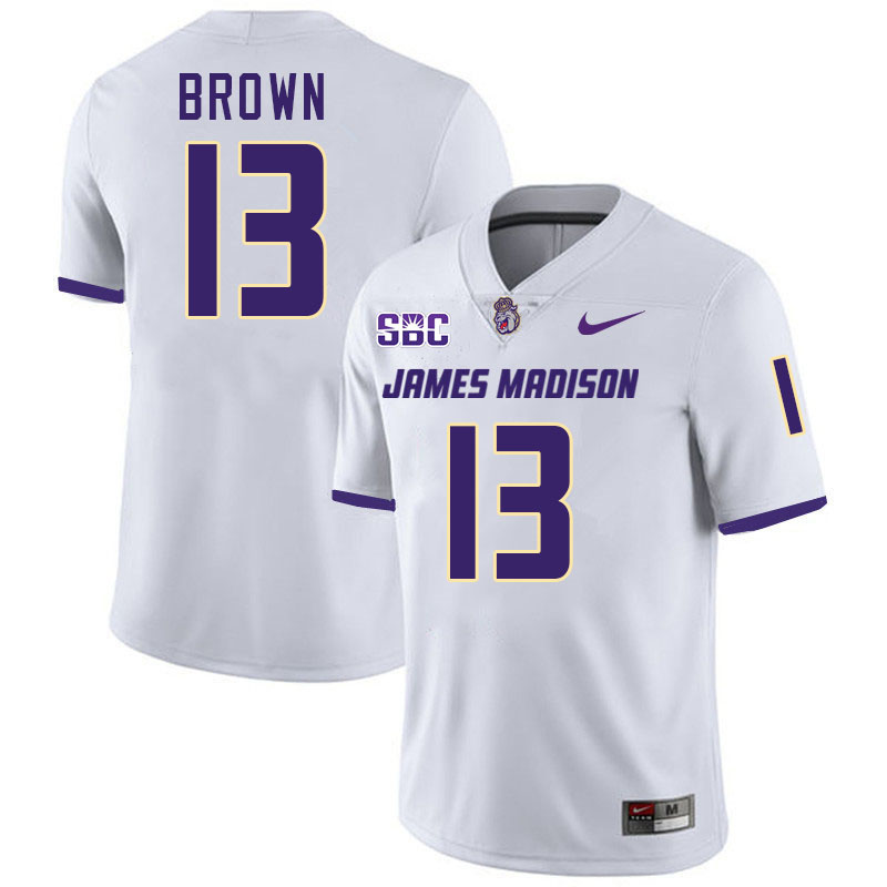 #13 Tyler Brown JMU Jersey,James Madison Dukes Football Jerseys Stitched-White #13 Tyler Brown JMU Jersey,James Madison Dukes Football Jerseys Stitched-White